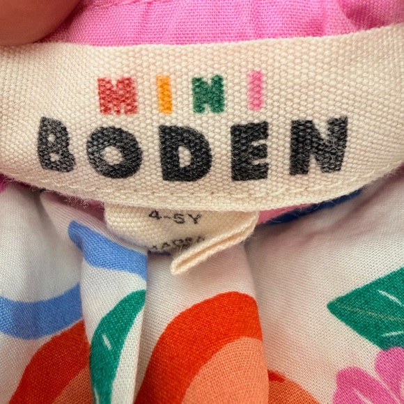 Mini Boden Harlow Back Detail Dress Rainbow Fruit Stripe Girls 4 5 - Picture 3 of 5